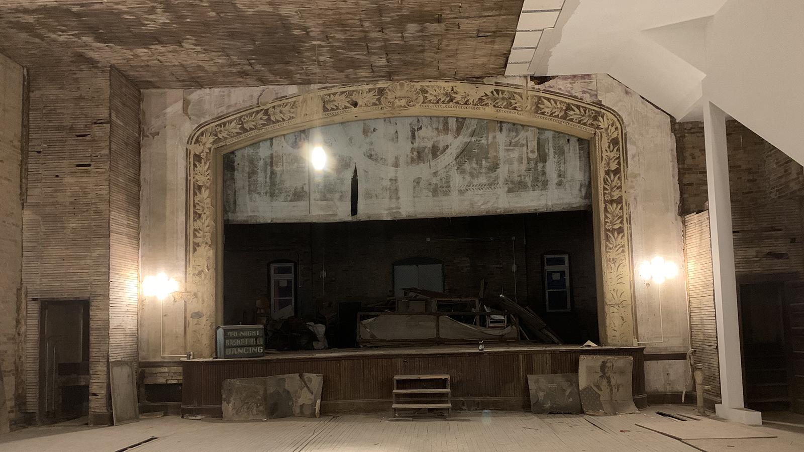 The main stage in process of renovation of the Tecumseh Theater in Shawnee, Ohio.