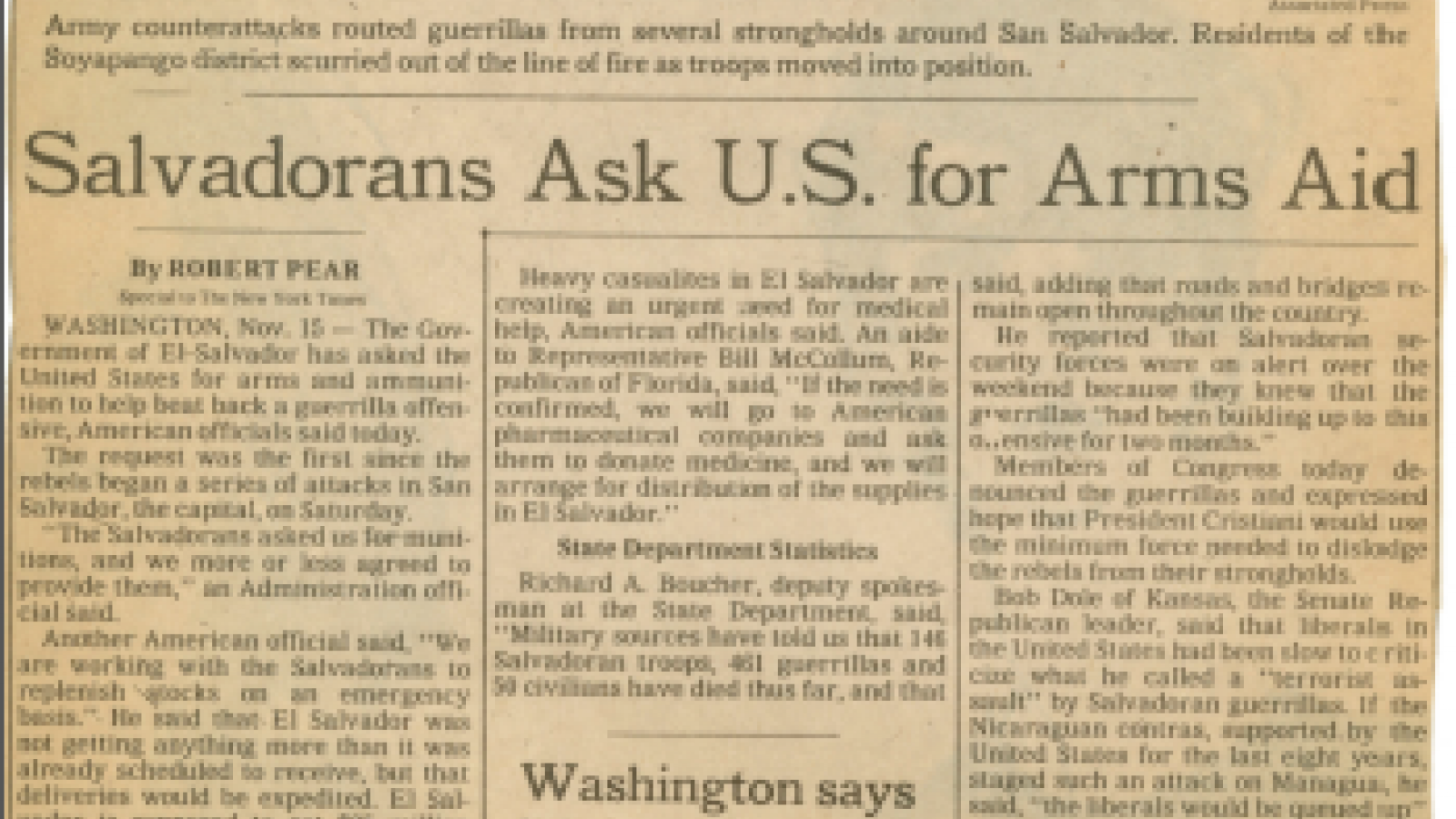 Salvadorans Ask U.S. for Arms Aid. New York Times.