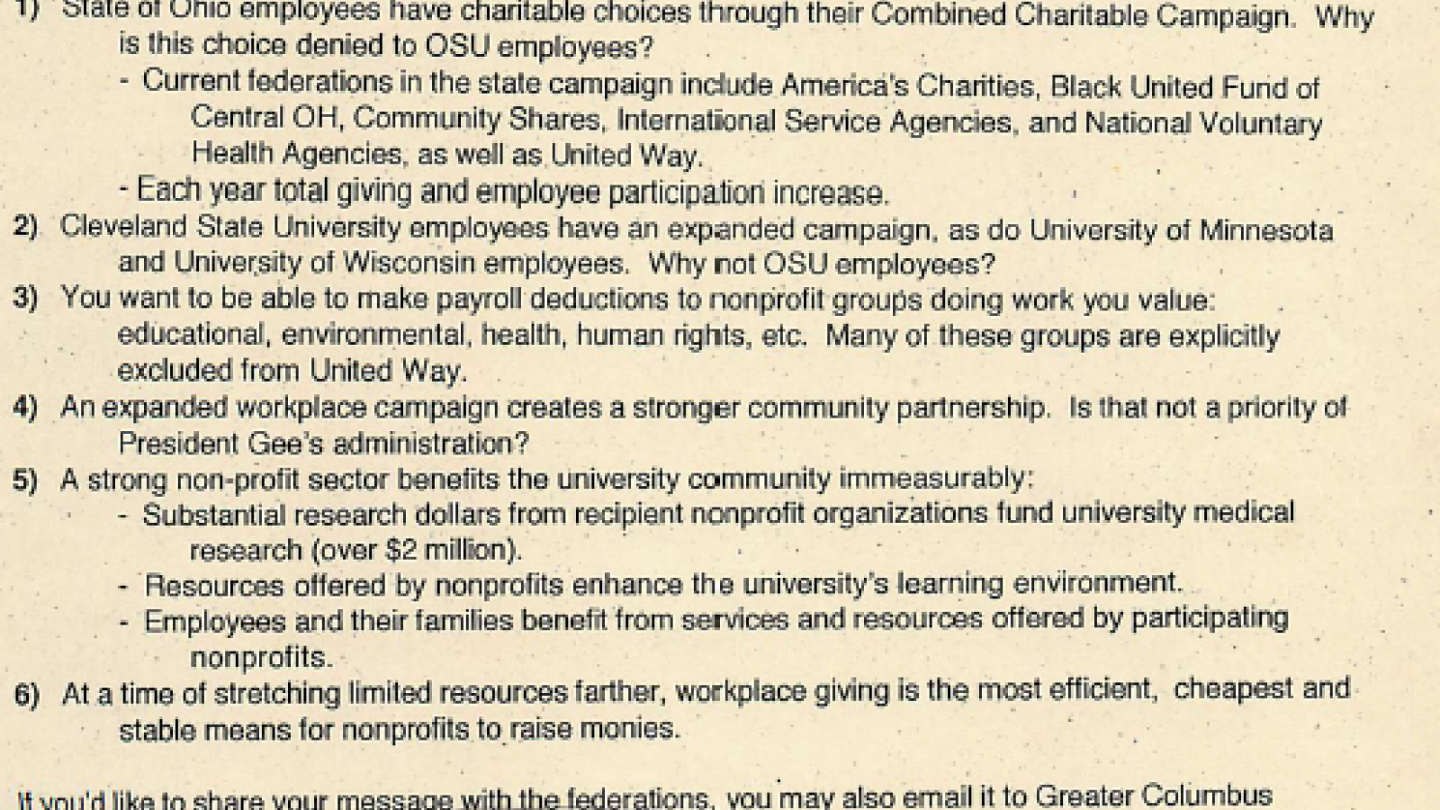 Reasons GCCS Should be an option for OSU Employees to donate to