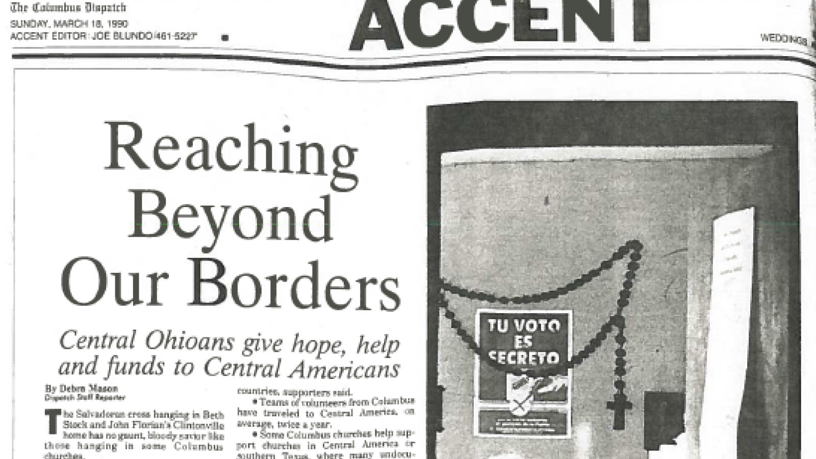 "Reaching Beyond Our Borders" Columbus Dispatch March 18, 1990